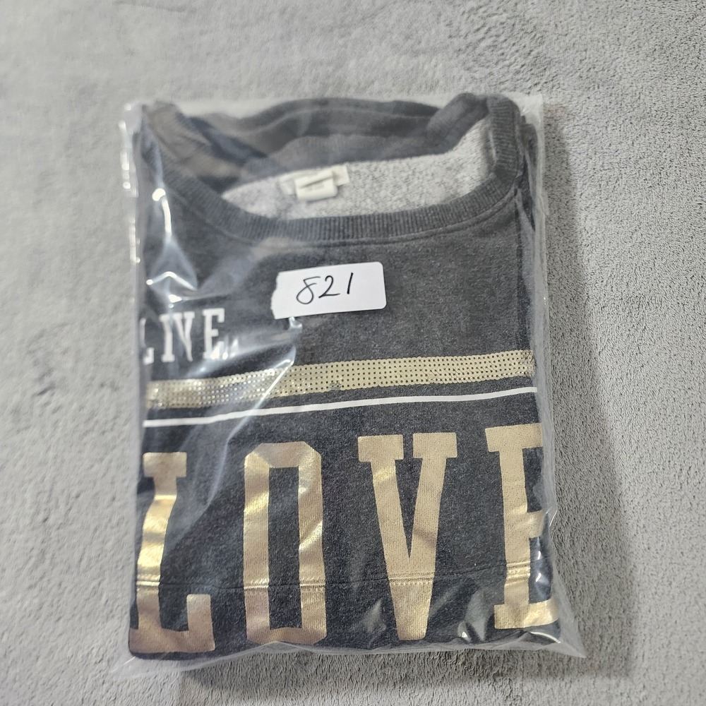 Live Love Dream Top Women's Size Small Gray with Metallic Gold Accents - Picture 8 of 8